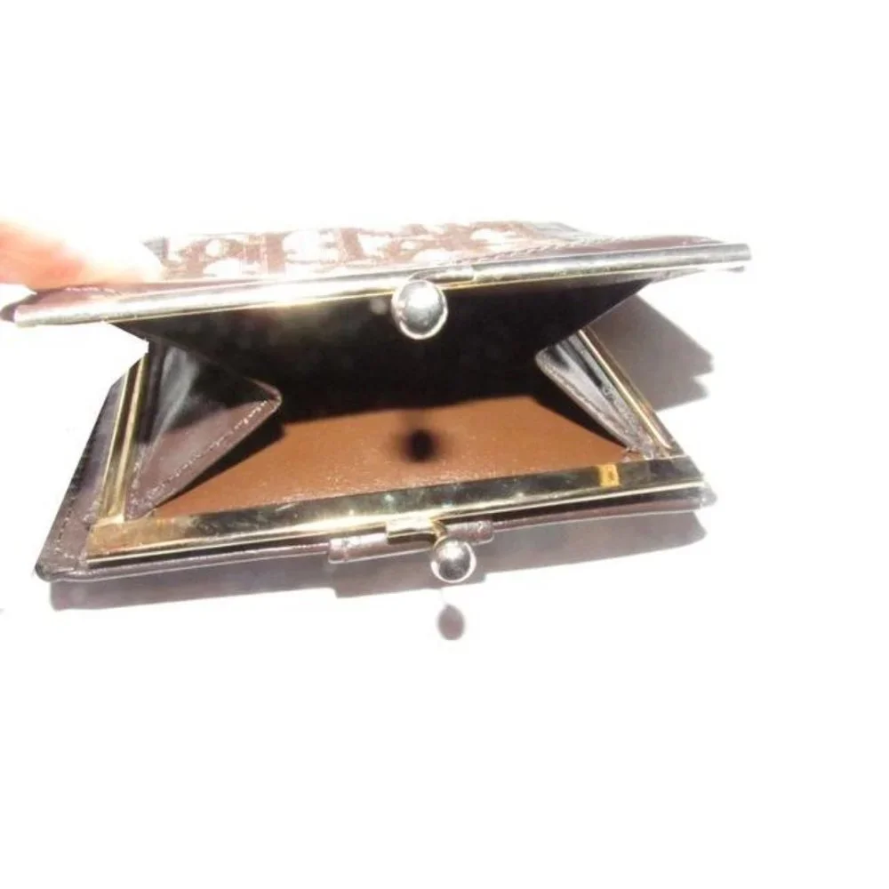 Christian Dior Brown Trotter Print Vintage Wallet and Coin Purse